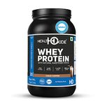 Healthoxide 100% Whey 1 kg /2.2 lbs, Whey Protein Concentrate, 25g Protein, 5.4g BCAA, 1.6g EAA,200mg DHA- 30 Servings (Cold Coffee)