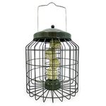 Large Heavy Duty Squirrel Proof Bird Feeder for Suet Bird Food Outdoor Garden use - Mocha Brown - with Strong Galvanised Metal Cage to Deter Squirrels & Large Birds