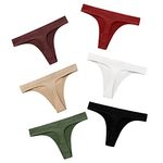 DEANGELMON Seamless Thongs for Women Sexy Low Rise Underwear No Show Thong Panties Comfortable Breathable Multiple Pack (6P6,S)