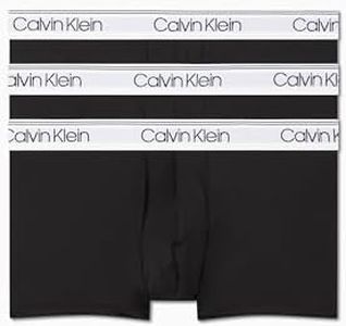 Calvin Klein Men's Micro Stretch Low Rise Trunk, Black with White Waist Band, Large (Pack of 3)