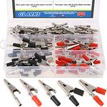 Glarks 100Pcs 3 Style 2.1''/53MM Metal Alligator Clips Crocodile Electrical Test Clamps Assortment Kit for Laboratory Testing, 50pcs with Red Black Plastic Hands and 50pcs no Cap