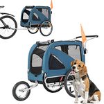 ANOUR 2-in-1 Dog Bike Trailer, Carrier for Small and Medium Dogs, Easy Folding Cart Frame, Quick Release Wheel, Universal Bicycle Coupler, Washable Non-Slip Lining, Carrier Up to 90 LBS