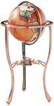 Unique Art 330-GTH-AMBER-COPPER 36-Inch by 13-Inch Floor Standing Amberlite Gemstone World Globe with Gold Tripod