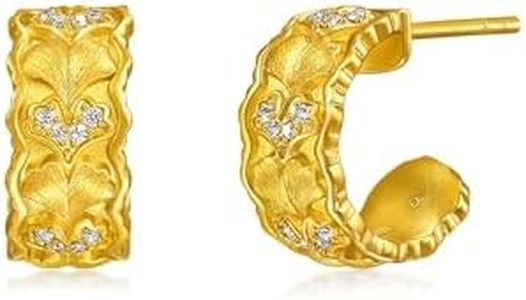 CHOW SANG SANG 999 Gold Gold Rhyme Ginkgo Leaf Diamond Earrings for Women 95806E