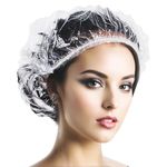 Shower Caps Disposable Plastic Shower Caps for Women Men Bath Caps Hair Cap Waterproof for Salon,Spa,Travel,Home Use,Hotel,Shower (50PCS, 42CM)