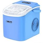 Countertop Ice Maker, 9 Cubes Ready in 6 Mins, 26lbs in 24Hrs, Self-Cleaning Ice Machine with Ice Scoop and Basket, 2 Sizes of Bullet Ice for Home Kitchen Office Bar Party… (Blue)