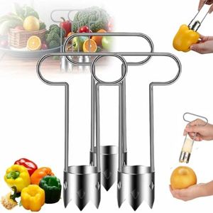Red Bell Pepper Seed Corer,2025 New Stainless Steel Fruite Corer,Vegetable Corer Tool Cutter Pepper Seed Remover Tool,For Vegetables Fruit Corer Kitchen Gadget (3 PCS)