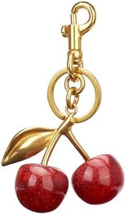 Lmuwecno Luxurious 18K Gold Plated Cherry Bag Charm, Cherry Keychain Accessory Purse Charm, Red