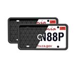 Car Accessories Black Silicone License Plate Frame - Protects from Scratches | NO-Rattle FIT Silicone Cover for U.S. Plates - Front & Back License Plate Holder with Custom MOUNTING KIT 2 Pair