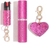 BLINGSTING Pepper Spray, Mini Stun Gun, & Alarm 3-in-1 Safety Kit - Professional Grade, Maximum Strength, High Voltage, Rechargeable Self-Defense for Women, Pink Glitter