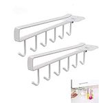 Cup Holder Under Cabinet 2 Pack Coffee Tea Cup Mug Holder with 6 Hooks Under Shelf Mug Drying Holder Rack Cupboard with 2 Pack Adhesive Screws for Kitchen