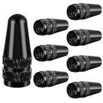 Aster Black Presta Valve Cap, 8Pcs Aluminum Anodized Bike Valve Caps Bicycle Valve Stem Caps Used On Presta/French Valves Bike Tire Caps for Mtb Road Racing Bicycle, Rocket Style