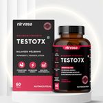 Nirvasa Testo 7X Tablets with Tribulus with Safed Musli | Natural Testo Power Tablets to Improve Muscle Strength & Performance | Testo Tablets Supplement to Boost Energy | 60 Tablets x 1