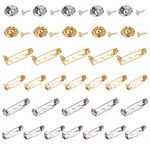 SUNNYCLUE 120pcs 2 Styles Brooch Pins Jewellery Findings 40sets Butterfly Clutch Tie Pins & 80pcs 2 Size Bar Pin Backs Safety Clasp for Badge Tie Clothes Crafting Jewellery Buckle