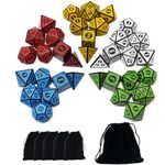 SmartDealsPro Double-Colors Polyhedral Dice Sets with Pouches for D&D DND RPG MTG Dungeon and Dragons Table Board Roll Playing Games D4 D6 D8 D10 D% D12 D20 (5-Color Retro Sets)