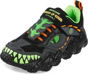 Skechers SkchOSrs LgtsDino Trckr400112L Boys ToddlerYouth Sneaker, Black/Lime, 2 US Little Kid