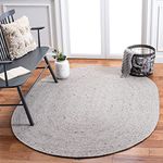 SAFAVIEH Braided Collection 5' x 7' Oval Light Grey BRD901G Handmade Country Cottage Reversible Wool Entryway Foyer Living Room Bedroom Kitchen Area Rug