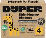 DYPER Viscose from Bamboo Baby Diapers Size 4 | Honest Ingredients | Cloth Alternative | Day & Overnight | Made with Plant-Based* Materials | Hypoallergenic for Sensitive Newborn Skin, Unscented
