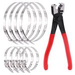 Swpeet 9Pcs Heavy Duty Multi-purpose Hose Clip Pliers with Small and Large Stainless Steel CV Boot Clamp Assortment Kit, Crimp Clamp Clic-R Collar Pliers Adjustable Drive Shaft CV Boot for Most Cars