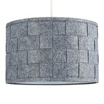 Large Modern Weave Design Drum Ceiling Pendant Light Shade in a Grey Felt Finish