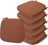 Square Chair Pads with Ties, dining Chair Foam Cushions and Pads,Large Chairpad for Sitting | Pooja Stool | Dining | Indoor & Outdoor, PU Foam, Set of 6 Brown