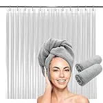 LiBa 72" W x 72" H Shower Curtain Liner and Hair Towel - PEVA Heavy Duty Liner, Waterproof, Odorless with Scala Microfiber Hair Towel Wrap for Women, Instant Quick Dry, Anti Frizz, Super Absorbent