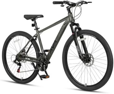 AVASTA Thrax 27.5 Inch Adult Men Male and Women MTB Mountain Bike, Gray | High Tensile Steel Frame, Dual Disc Brakes, Front Suspension, Smooth 21-Speed Gear Shifters, Half Hidden Brake Cables