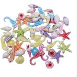 LEEMASING 100 Pcs Mixed Mini Conch Sea Stars Seashells Seahorse Beach Wedding Ornament for Wedding Party Decor DIY Craft Supplies