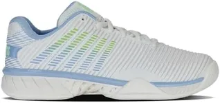 K-Swiss Women's Hypercourt Express 2 Tennis Shoe, Lucent White/Dutch Canal/Paradise Green, 7.5 M