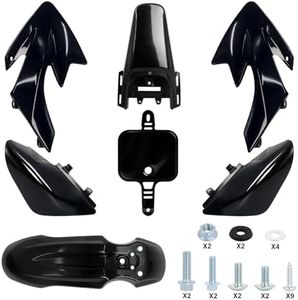 Podoy CRF50 Body Fender Kit for Compatible with XR50 XR 50 CRF 50 SDG SSR Pit Dirt Motor Trail Bike Black with Bolt Work Fairing Plastic (Black)