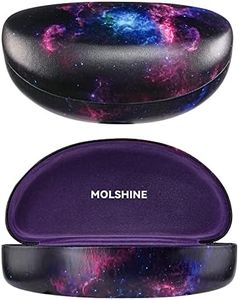 molshine Hard Shell Sunglasses Case,Large Glasses Case for Women Men Oversized Sunglass Eyeglasses (Purple Starry Sky)