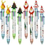 Maydahui 12PCS Christmas Multicolor Ballpoint Pen 6-in-1 Pens Retractable Priting Pen Snowman Reindeer Christmas Tree Santa Claus for Christmas Party School Office