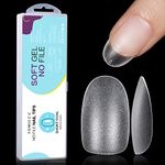 TOMICCA Short Oval Nail Tips - 360PCS No File Nail Tips, Matte Gel Nail Tips Kit-Soft Gel Full Cover Nail Tips for Soak Off Nail Extensions kit Acrylic False Nail Tips, 15 Sizes