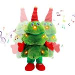 zerotop 14" Electric Singing Dancing Christmas Tree, Christmas Plush Toy with Recording Music & Lights Electric Christmas Ornaments Stuffed Toy Xmas Musical Doll for Kids Gift Home Party Xmas Decor