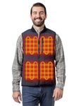 ORORO Men's Dual Control Heated Gilet with 5 Heat Zones, Heating Quilted Bomber Vest with Power Bank (Blue,XL)