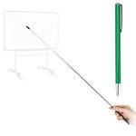 Telescopic Teachers Pointer,Teaching Pointer Stick for Classroom,Metal Hand Retractable Pointer Extended Length 25Inch, Handheld Presenter Whiteboard Pointer (Green)