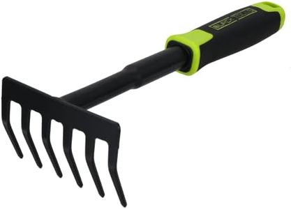 BLACK TOOLS® Garden Handrechen | Zum Säubern und Auflockern | Rutschfester Griff | Korrosionsgeschützt | Länge 30 cm | Garten, Kübel, Balkonkästen, Beete