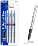 BAZIC Products York Rollerball Pen 0.7mm Assorted Color, Regulator Flowing Liquid Ink Pens, Rolling Ball Pens Smooth Writing for Office (3/Pack), 1-Pack