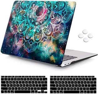 iCasso MacBook Air 13 Inch Case 2018 Release A1932,Durable Rubber Coated Plastic Cover with Keyboard Cover Nebula Mandala