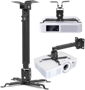Caprigo Heavy Duty 1 Feet To 2 Feet Adjustable Projector Ceiling Mount Stand, Universal Projector Wall Bracket Kit With Swivel, Tilt & Telescopic Height Adjustments (12 inch To 24 inch : Black : B447)