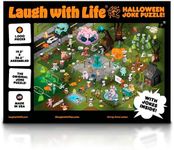 1,000 Piece Halloween Themed Puzzle for Adults – Spooky Jigsaw Puzzle - 72 Trick-or-Treat Jokes and Illustrations – Made in USA - Joke Insert for Puzzle Enthusiasts, XL Puzzle 19" x 26"