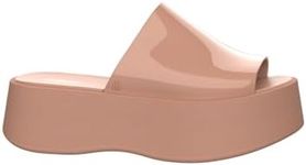 Melissa Becky Platform Slides for Women - Cushioned and Comfortable Chunky Platform Slip-On Sandals with Jelly Upper and Open Toe Design, Vegan, Beige, 10