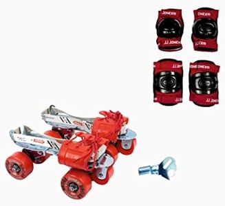 JJ JONEX Adjustable Roller Skates for Adults and Youth - Outdoor & Indoor Illuminating Skates (MYC) With Protective Set