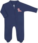 Little King NCAA Long Sleeve Full Zip Footed Romper-Ole Miss-Navy-6-9 Months