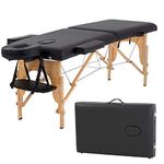 ACi Massage Table Salon Bed Spa Massage Bed 2 Fold Massage Table 73 Inch Long 34 Inch Height Adjustable Wide PU Portable Salon Bed Deluxe Backpack Reiki Table (Black)