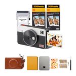 KODAK Mini Shot 2 Retro 4PASS 2-in-1 Instant Camera and Photo Printer (2.1x3.4 inches) + 68 Sheets Gift Bundle (8 Initial Sheets + 60 Sheets Pack), White