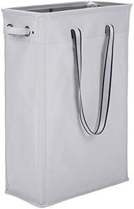 Clothes Basket, Caroeas 24" Handy Hanging Laundry Basket Tall & Slim Hamper Waterproof Laundry Bag Collapsible Travel Laundry Bag with Breathable Mesh Cover & Soft Handle Laundry Hamper (Light Grey)