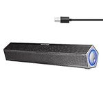 Sanyun SW010 Computer Speakers, Wired USB Powered Mini Sound Bar, Bluetooth 5.0, USB-A Connection with Built-in 16-bit DAC for Power and Audio, 8W Stereo Sound for PC Desktop Laptop, Black