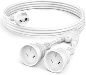 1M Power Extension Cord with 3-Pin 1 to 2 Double Outlet Plug, 10A 2500W, Australia Standard Household Duty Extension Lead, White