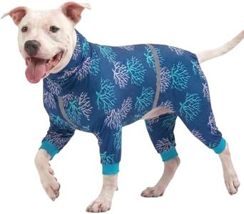 LovinPet Boxer Dogs Onesie Pajamas - UV Protection&Wound Care, Anxiety Relief, Lightweight Stretchy Fabric, Reflective Stripe, Coral Tree Print, Post Surgery Clothes, Pet PJ's/Medium